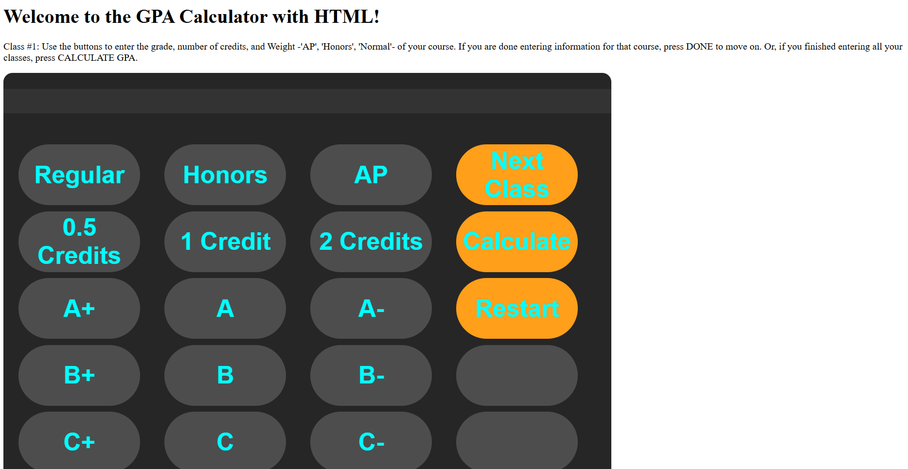 Picture of online GPA calculator